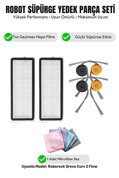 Asgard Grup Roborock Qrevo Curv 2 Flow Συμβατό με 2 πλαϊνές βούρτσες, 2 φίλτρ...