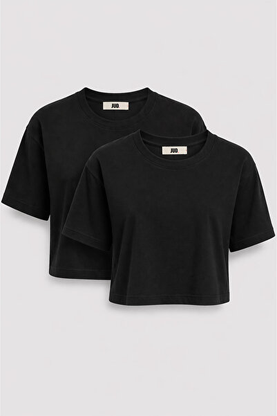 JUD Lucia 82001-1 Oversize Crop 2-pack Γυναικείο Βασικό T-Shirt