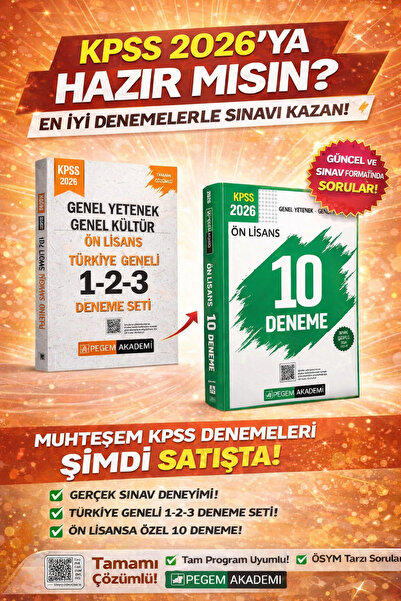 Pegem Akademi Yayıncılık 2026 KPSS Lise-Ön Lisans Türkiye Geneli 1-2-3 (3'lü ...
