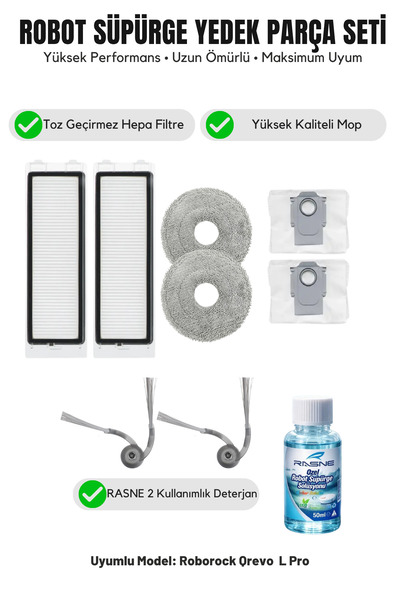 Asgard Grup Roborock Qrevo L Pro Συμβατό με 2 πλαϊνές βούρτσες, 2 φίλτρα, 2 σ...