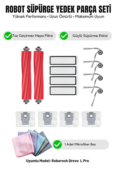 Asgard Grup Συμβατό με Roborock Qrevo L Pro: 2 κύριες βούρτσες, 4 πλαϊνές βού...