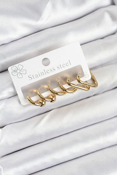norsary 316L Steel Gold Color Women's Earring Set
