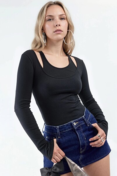 Hiccup Μπλούζα BUSEM Slim Fit με μακριά μανίκια και λαιμόκοψη U