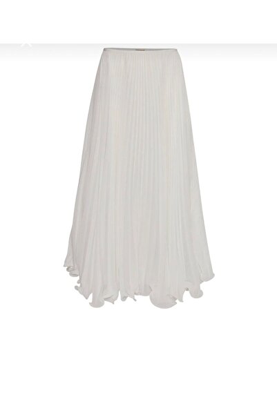 HFALCON Tulle Skirt with Pleated Hem and Sequins, White