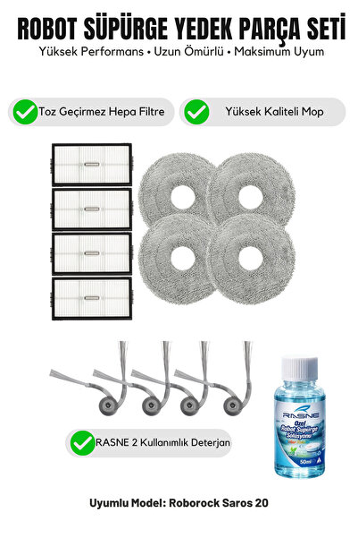 Asgard Grup Roborock Saros 20 Συμβατό με 4 πλευρικές βούρτσες, 4 φίλτρα, 4 σφ...