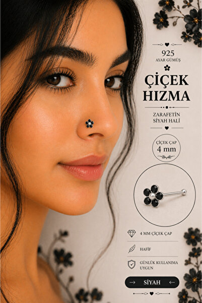 Sacce Scarves&Accessories Minimal Çiçek Hızma Renkli Taşlı Burun Piercing
