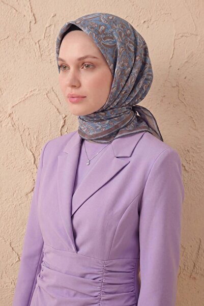 Silk Home Μαλακό Φουλάρι Σάλι με Μοτίβο Μπλε του Ουρανού 90x90