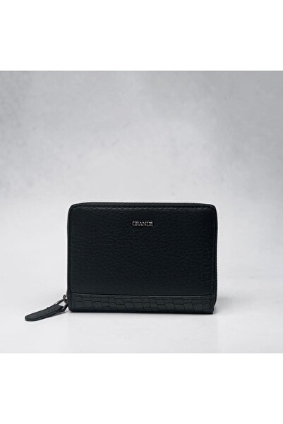 Grande Γνήσιο δερμάτινο πορτοφόλι με φερμουάρ για κάρτες, μικρού μεγέθους