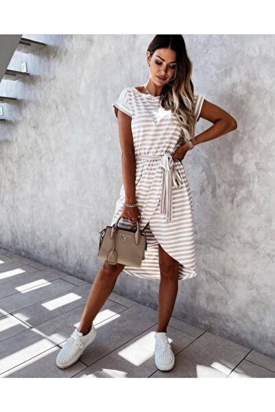 Wear Up Γυναικείο υφασμάτινο φόρεμα με ζώνη από βισκόζη