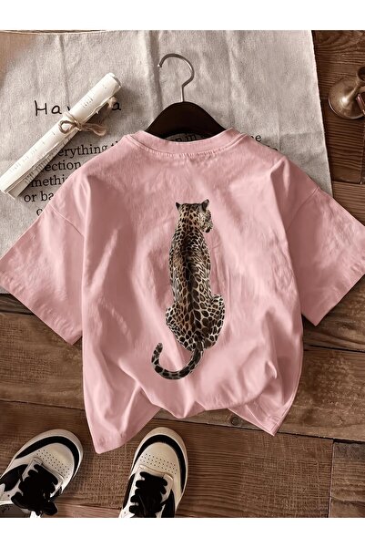 Oksit Υπερμεγέθη γυναικεία μπλούζα από βαμβάκι με λεοπάρ στάμπα στην πλάτη, γ...