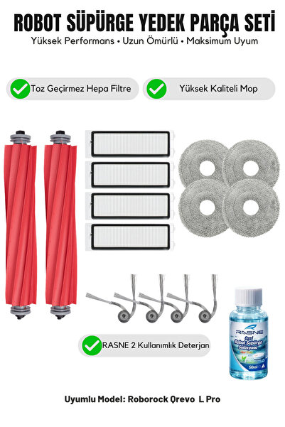 Asgard Grup Συμβατό με Roborock Qrevo L Pro 2 κύριες βούρτσες 4 πλαϊνές βούρτ...