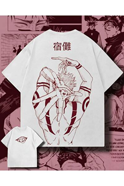Le Savu Μπλουζάκι Jujutsu Kaisen με στάμπα, unisex, oversized