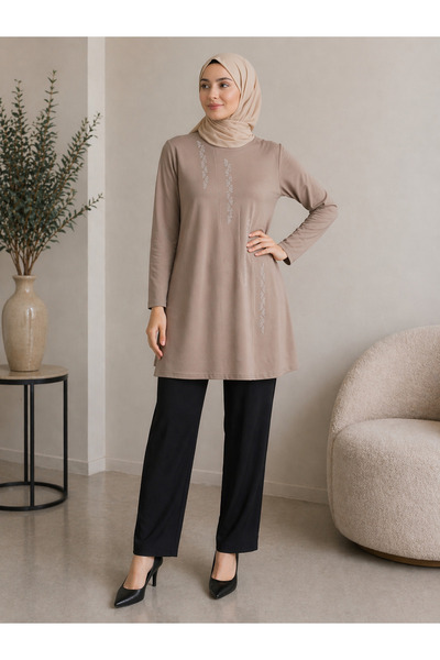 Mutlu City Medium Stone and Above Mother Combed Cotton Tunic 30643