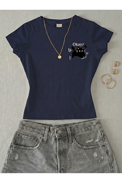 NİCE Γυναικείο Harajuku Street Printed - Lycra κοντομάνικο μπλουζάκι Crop