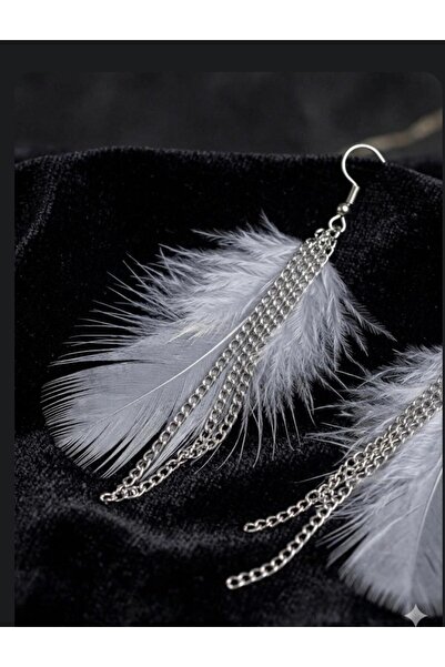 Canan Design Bohem Chain Feather Earrings Special (A.Gray)