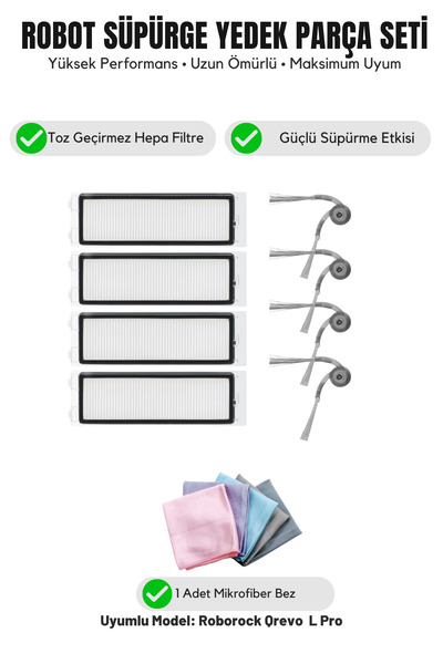 Asgard Grup Roborock Qrevo L Pro Συμβατό με 4 πλευρικές βούρτσες, 4 φίλτρα κα...