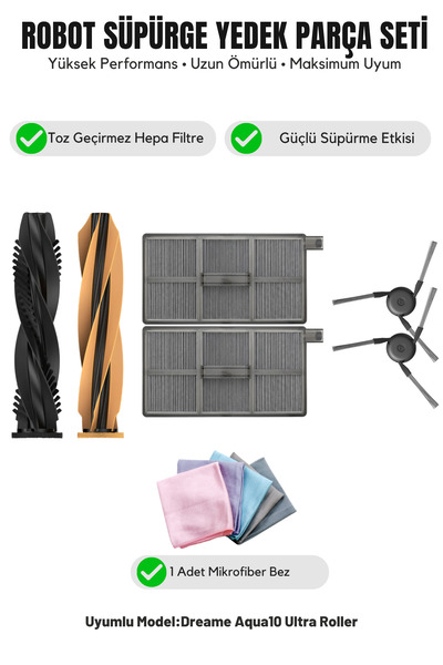 Asgard Grup Συμβατό με Dreame Aqua10 Ultra Roller: 1 κύρια βούρτσα, 2 πλαϊνές...