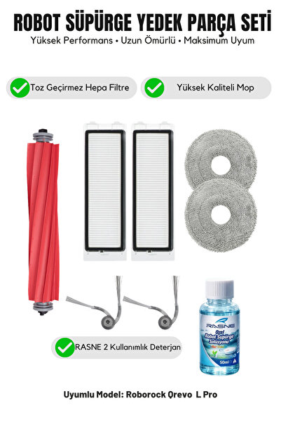 Asgard Grup Συμβατό με Roborock Qrevo L Pro: 1 κύρια βούρτσα, 2 πλαϊνές βούρτ...