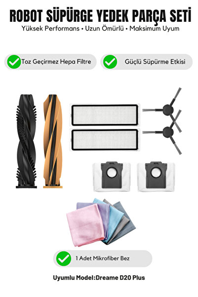 Asgard Grup Dreame D20 Plus Compatible 1 Main Brush 2 Side Brushes 2 Filters ...
