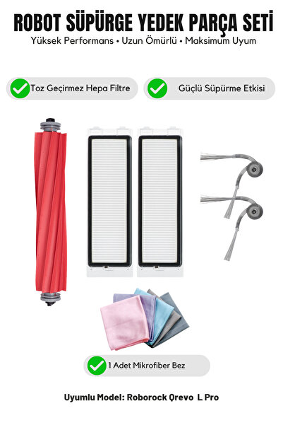 Asgard Grup Συμβατό με Roborock Qrevo L Pro: 1 κύρια βούρτσα, 2 πλαϊνές βούρτ...