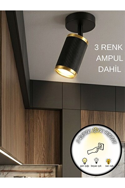 bella lighting Siyah Gold Sarı Tırtıklı Kaplama Ithal Lüks Tasarım Tekli Spot...