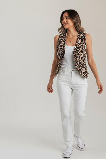 M&G PREMIUM BOUTIQUE Γυναικείο γιλέκο με λεοπάρ σχέδιο και κουμπιά σε σχήμα V...