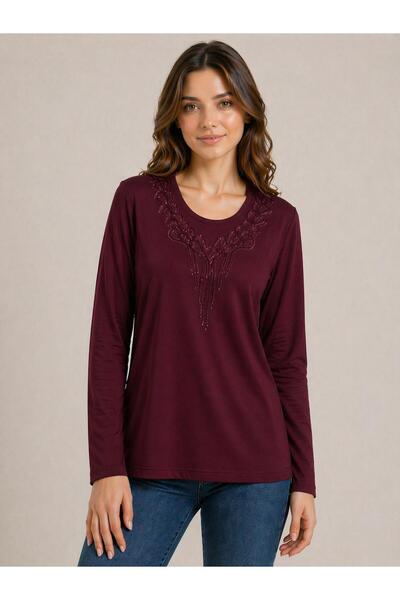 Kuraff Giyim ANNE BİSİKLET GOLĂRĂ CU PIETRE DIN BUMBAC PEȘIBIL