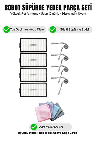Asgard Grup Roborock Qrevo Edge 2 Pro Συμβατό με 4 πλευρικές βούρτσες, 4 φίλτ...