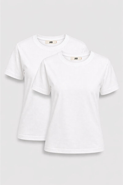 JUD Victoria 80001-1 Γυναικείο Βασικό T-Shirt σε Κανονική Γραμμή, Σετ 2 τεμαχίων