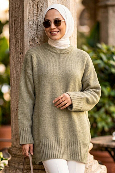 N.S NEVA STYLE Πράσινο Πλεκτό Πουλόβερ Τεσεττούρ 87181CY