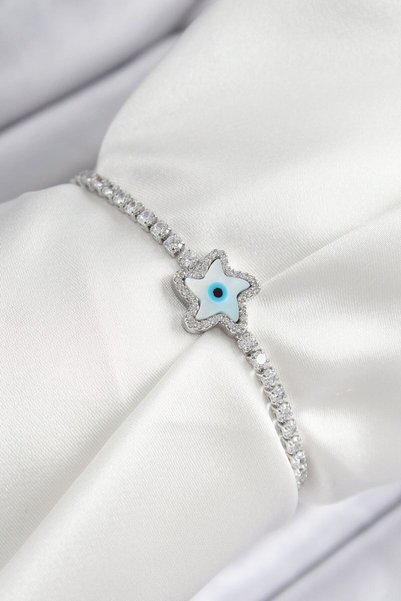 norsary Brass Zircon Stone Evil Eye Star Model Silver Color Elevator Women's ...