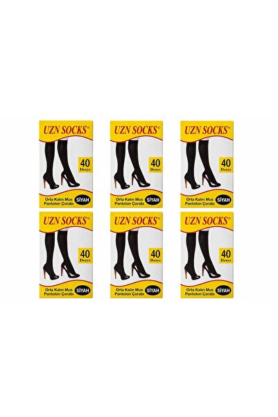 UZN SOCKS Σετ 6 ΜΑΥΡΕΣ Γυναικείες ματ κάλτσες παντελόνι, λεπτές, μέχρι το γόν...