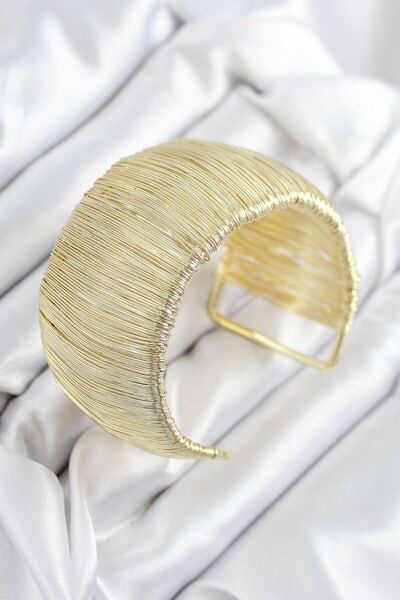 norsary Brass Wire Wrapped Model Gold Color Women's Bracelet