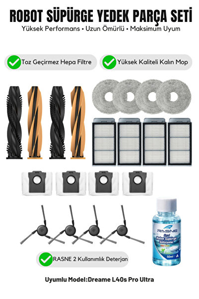 Asgard Grup Dreame L40s Pro Ultra Compatibil: 2 perii principale, 4 perii lat...