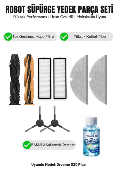 Asgard Grup Compatibil cu Dreame D20 Plus: 1 perie principală, 2 perii latera...