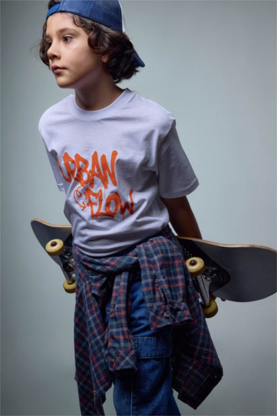 DeFacto 100% Cotton Regular Fit Crew Neck Printed Short Sleeve T-Shirt Boys G...