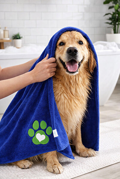 AXXO Dog Towel Navy Blue 100X60 cm Microfiber |   Ultra Absorbent Quick Dryin...