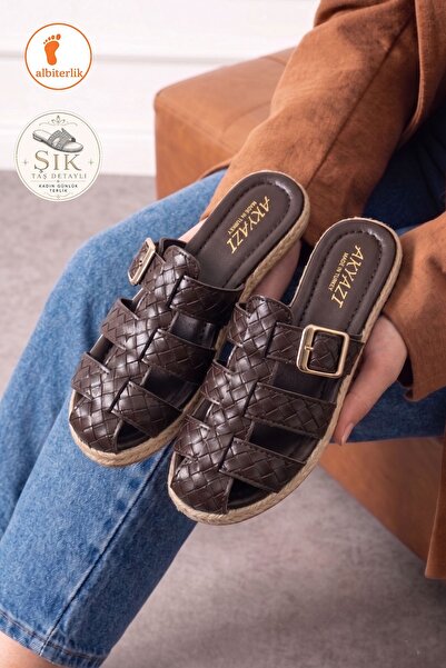AlbiShoes Women's Closed-Front Buckle Stylish Daily Model Women's Slippers Co...