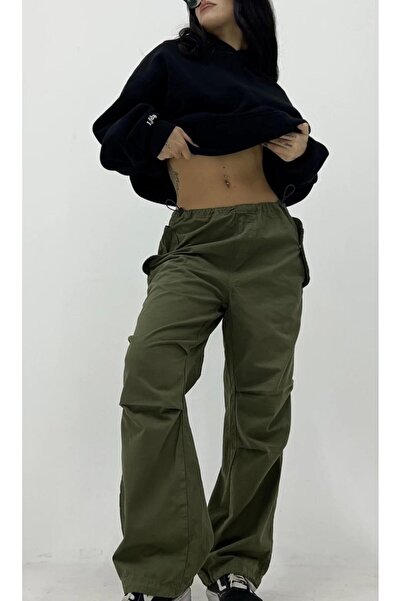 DAĞON'S Παντελόνι τζόγκερ με ελαστικές τσέπες και κουμπιά, τακτικό, φαρδύ.