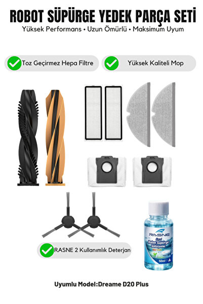 Asgard Grup Compatibil cu Dreame D20 Plus: 1 perie principală, 2 perii latera...