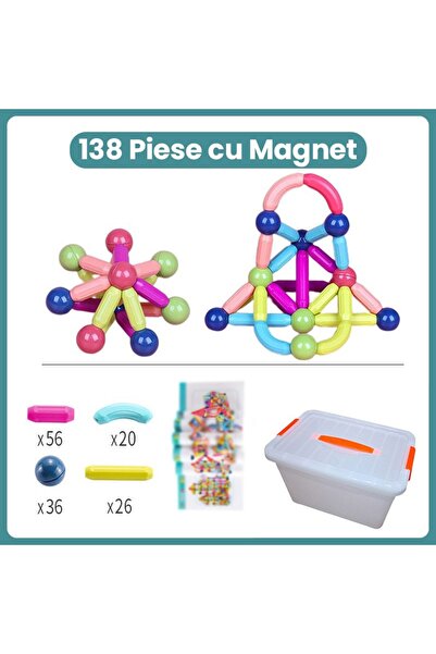 Flippy Μαγνητικά Τουβλάκια για Παιδιά, Φλίπι, Σετ 138 Τεμαχίων σε Διάφορα Χρώ...