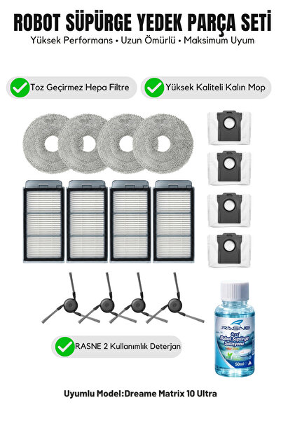 Asgard Grup Dreame Matrix 10 Ultra compatibil: 4 perii laterale, 4 filtre, 4 ...