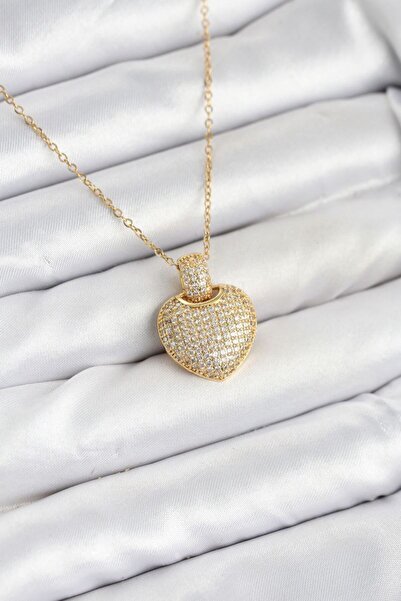 norsary 316L Steel Chain Gold Color Zircon Stone Heart Women's Necklace