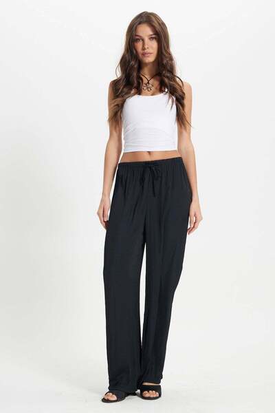 Tudors Γυναικείο παντελόνι Relax Fit με άνετη εφαρμογή, δεμένο στη μέση, ελασ...