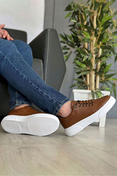 gizlitopuk 7 cm Height Increasing Hidden Heel Laceless Tan Genuine Leather Me...