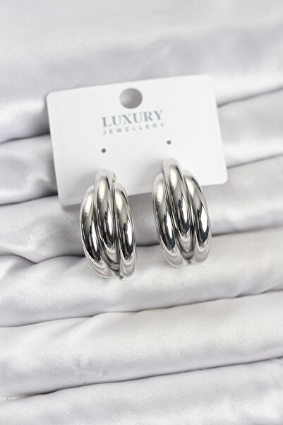 norsary Silver Color Brass Half Hoop Model Women's Earrings
