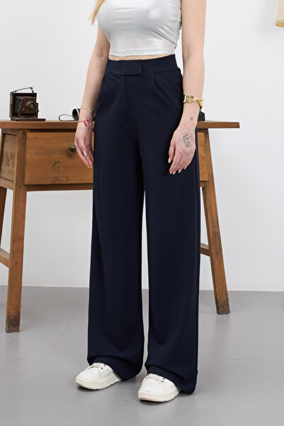 alanora Women's Lycra Velcro Closure Wide Leg Palazzo Fabric Trousers