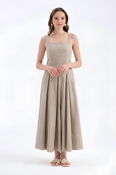 tw3 Women's Woven Lycra Fabric Sleeveless Design Long Dress
