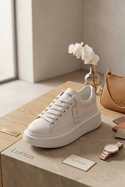 Lufian Γυναικεία λευκά αθλητικά παπούτσια με ψηλή σόλα, ελαφριά και άνετα, ca...