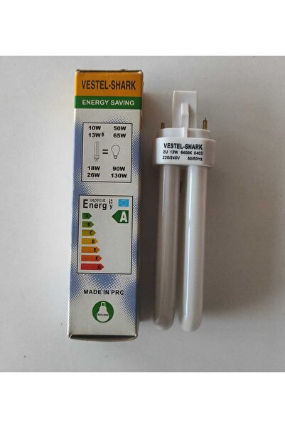 Shark 13W Enerji Tasarruflu PL-C Ampul G24d-1 (2 Pinli) - 6400K Güçlü Beyaz I...